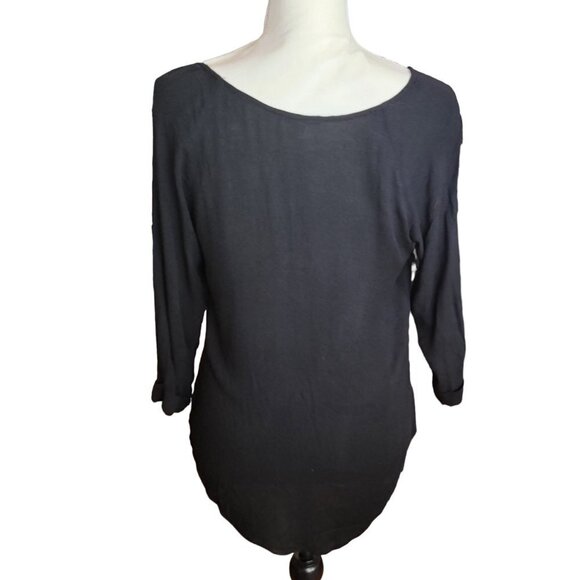 Ella Moss Black 3/4 Sleeve Embellished Top in Size Medium - Picture 2 of 5